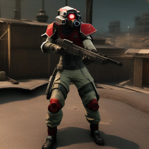 a shinra security officer holding an assault rifle standing on the rooftops of the midgar slums district